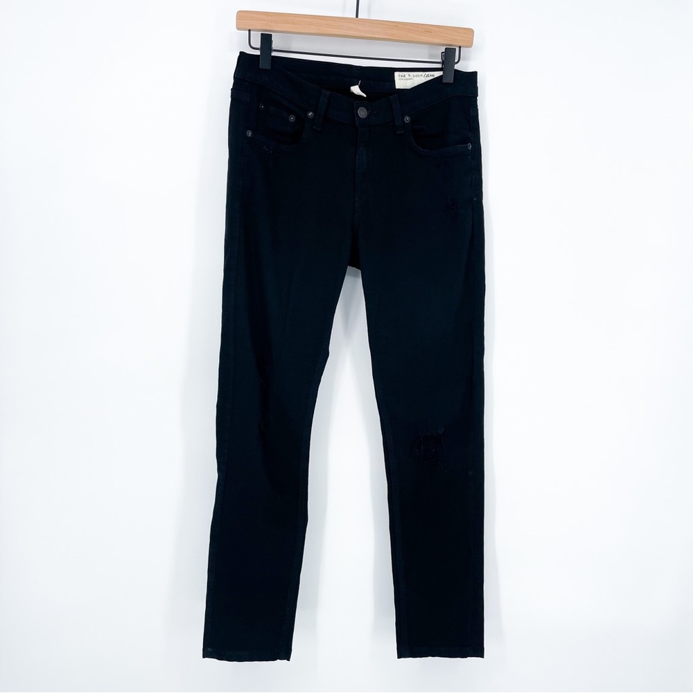 ☀️ 3/$25 Rag & Bone Dash Slouchy Skinny Distressed Jean Tattered Black Size 25